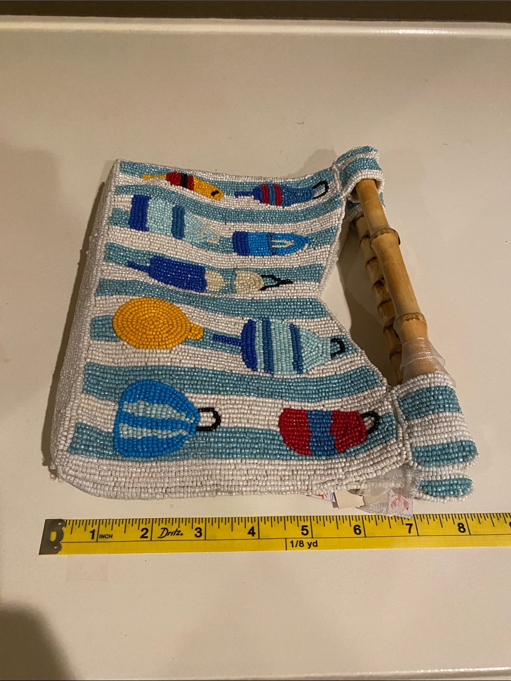 New Viral Buoy Beaded Bag - Blue & White Stripes - Picture 6 of 7